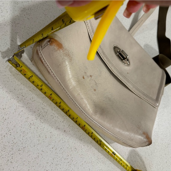 Dooney & Bourke Cream and olive green Messenger Bag with Flap-Over Design - Picture 3 of 11